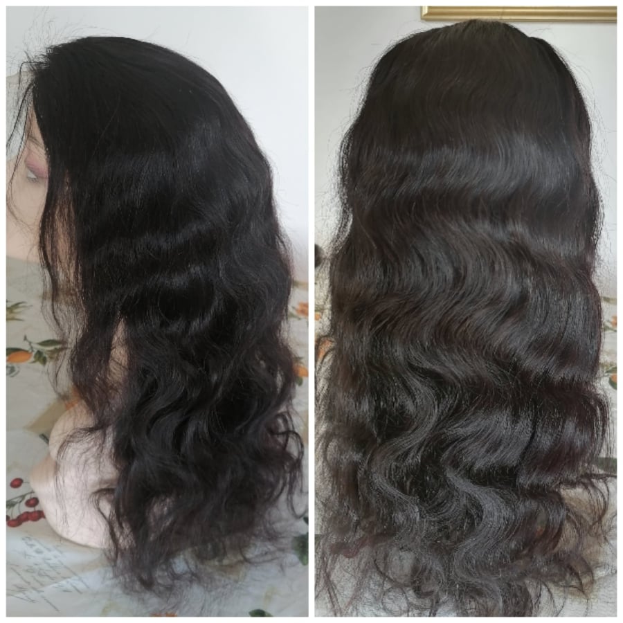 Parrucca Kari a onda del corpo con capelli umani
